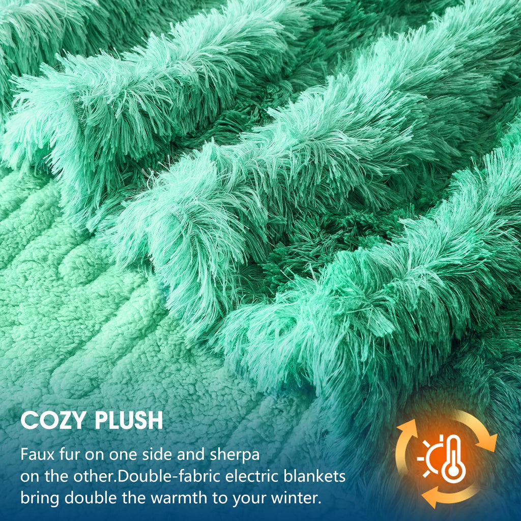 Elektrische Heizdecke mit Kunstpelz, Größe mit flauschigem Sherpa-Rücken, wärmende Plüschdecke Geschenk, weiche Heizdecken mit 10 Wärmeeinstellungen, 5 Zeiteinstellungen, ETL 50"x60", Anthrazitgrau