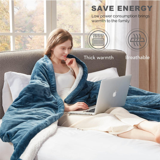 Sherpa Soft California King Electric Blanket with Dual Controls, Heating Blankets | Washable | 1-10 Hour Automatic Shut Off | Double Zone, 6 Heat Settings | 100" x 94" Grey