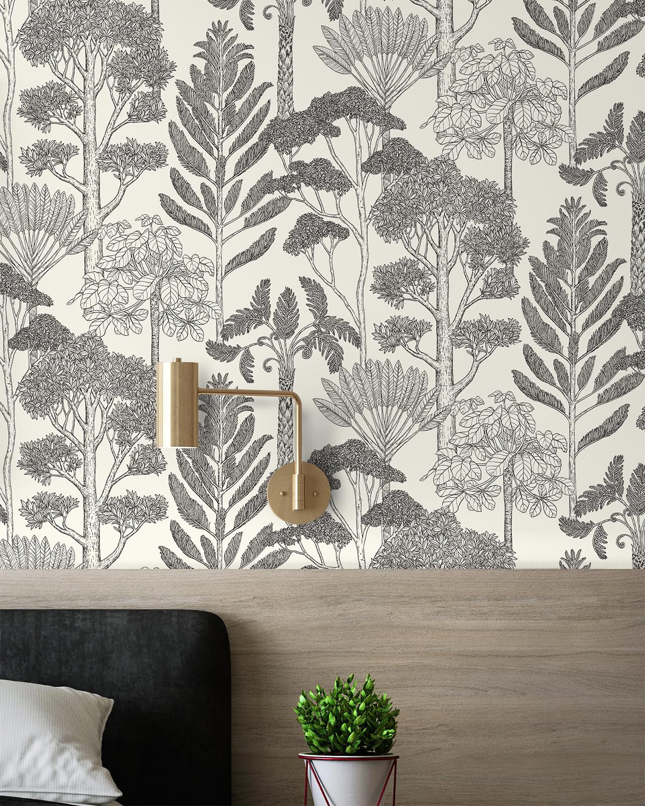 Lativo Vintage Skovskræl og Stick Tapet til Badeværelse Vandtæt Boho Kontakt Papir til Skabe Træ Selvklæbende Aftageligt Tapet Soveværelse Dekorativ Retro Vinyl Hylde Liner 17.3inW 393inL