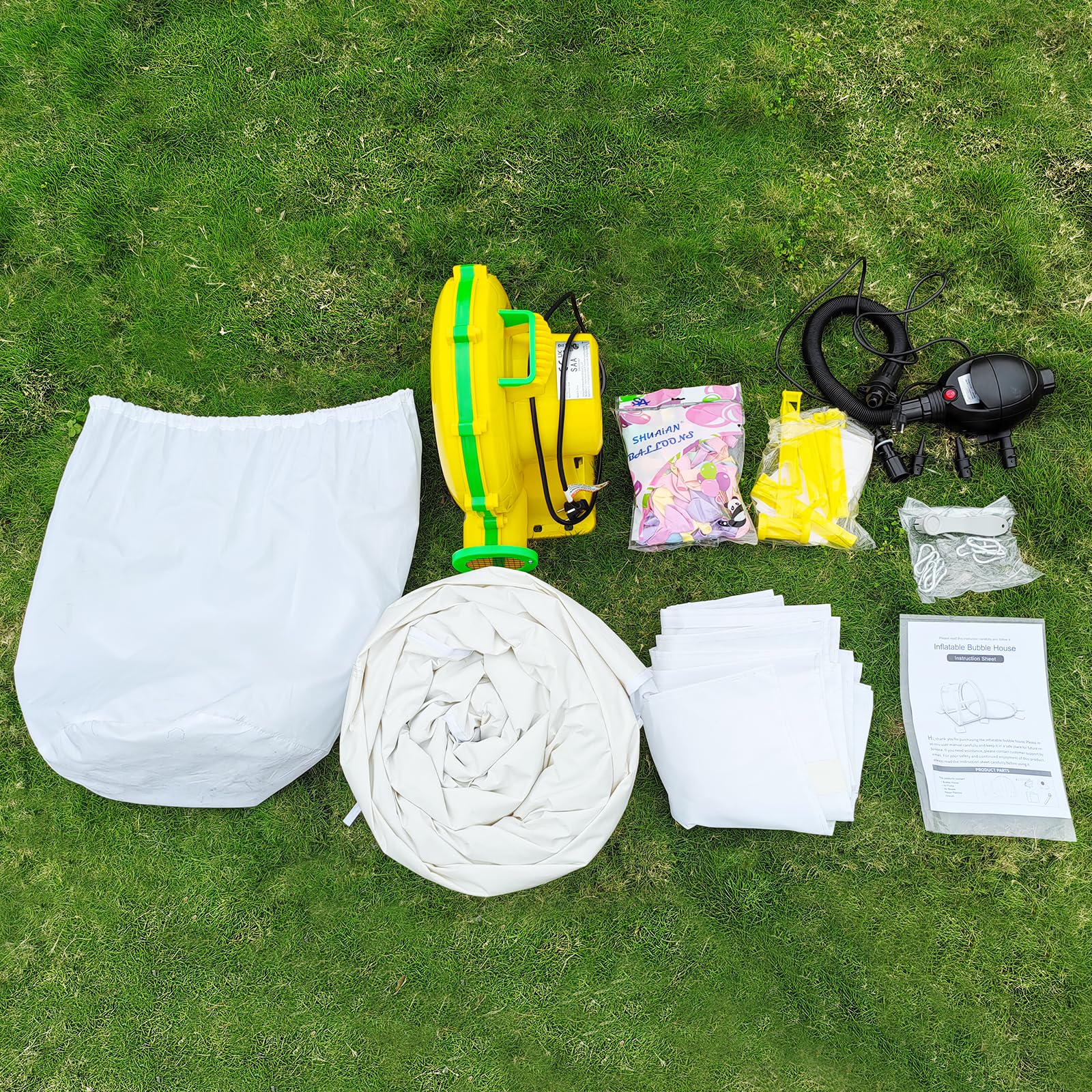 Oppusteligt bobleballonhus med pumpe og UL-blæser, bobletelt til børnefestballoner klare til hjemmefest, indkøbscentre, parker, begivenhedsudstilling (10FT)