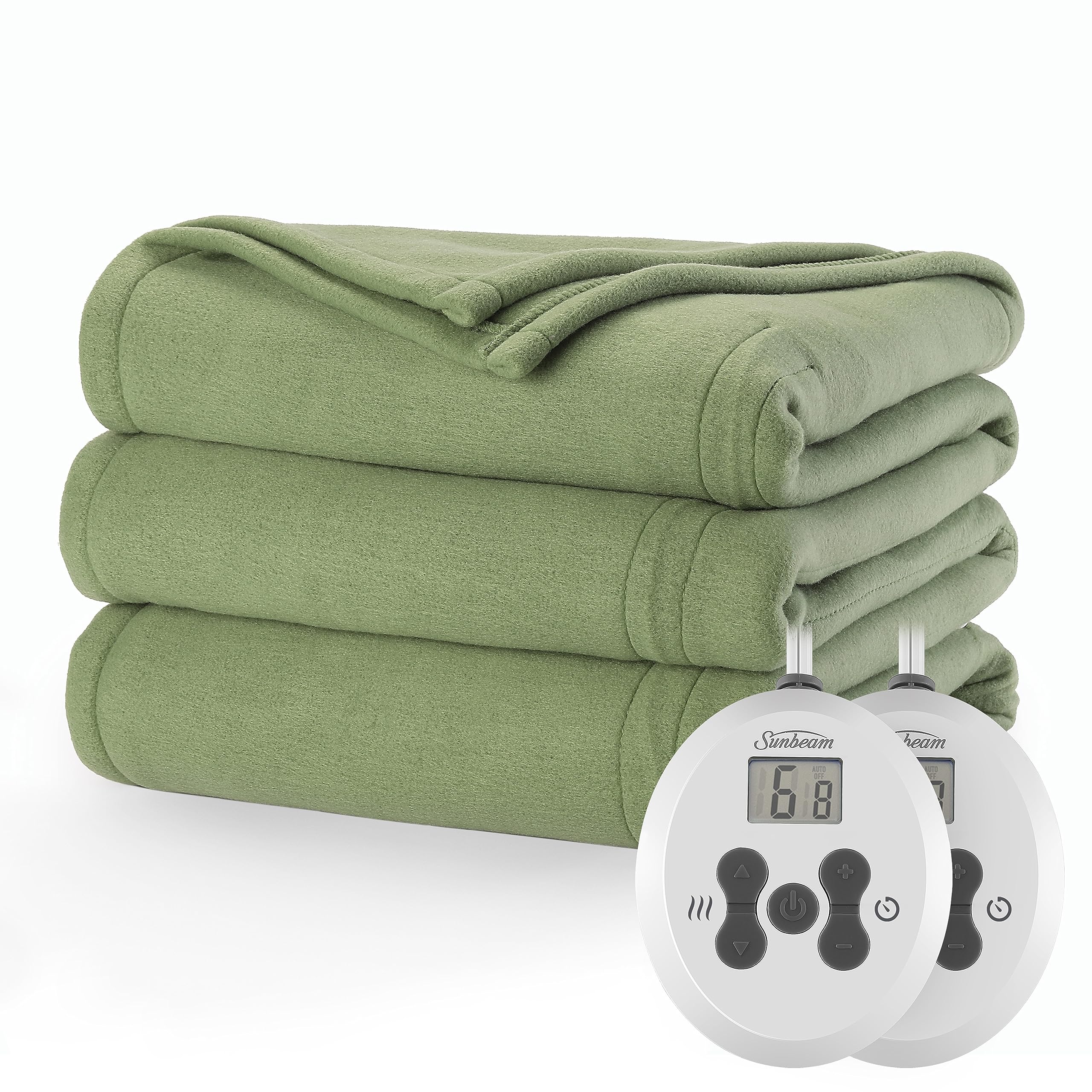 Sunbeam Royal Ultra Fleece Heated Electric Blanket Queen Size, 90" x 84", 12 Heat Settings, 12-Hour Selectable Auto Shut-Off, Fast Heating, Machine Washable, Warm and Cozy, Indigo