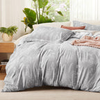 Bedsure Duvet Cover Queen Size - Reversible Floral Duvet Cover Set with Zipper Closure, Green Bedding Set, 3 Pieces, 1 Duvet Cover 90"x90" with 8 Corner Ties and 2 Pillow Shams 20"x26" - Grand Goldman