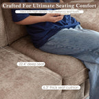 Rolled Arm Sofa with Nailhead Trim, 81.5" Living Room Couch, Comfy 3 Seater Chenille Fabric Couches, w/Deep Seat, Upholstered Brown Sofa for Bedroom, Apartment, Home Theater, Office