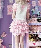 Women Lolita Bloomers Teens Cute Maid Tiered Ruffle Bloomer Shorts Kawaii Fuzzy Fluffy Pumpkin Pants Pettipants