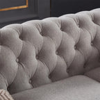 Harper & Bright Designs 3-Seat Chesterfield Sofa with Button Tufted, Nailhead Trim and Solid Wood Legs, Classical Linen Fabric Couch for Living Room, Office, Light Grey