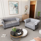 AVZEAR 3-Piece Living Room Sectional Sofa Set, Green Velvet Couch Upholstered Sofa Modern Sofa Couches Set Style Button Tufted, Velvet Chesterfield Sofa for Living Room Apartment, 1+2+3 Seat Green