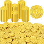 120 PCS Gold Coins, 1.4 in Plastic Gold Coins, 0.08 in Thick Fake Coins Pirate Coins Tokens Play Coins for Kids, Pirate Treasure Classroom Reward Adventure Theme Party Supplies for Pirate Party