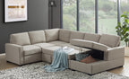 Oversized U-Shaped Sleeper Sectional Sofa Modern Fluffy Corduroy Upholstered Corner Convertible Sofabed with Pull Out Sleeper Couch Bed ,Storage Left Chaise and Pillows for Living Room Furniture Sets