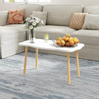 Cookie Coffee Table Low Table with 4 Solid Wood Sturdy Legs, Floor Table Desk for Sitting on The Floor, Storage and Living Room Furniture (White)