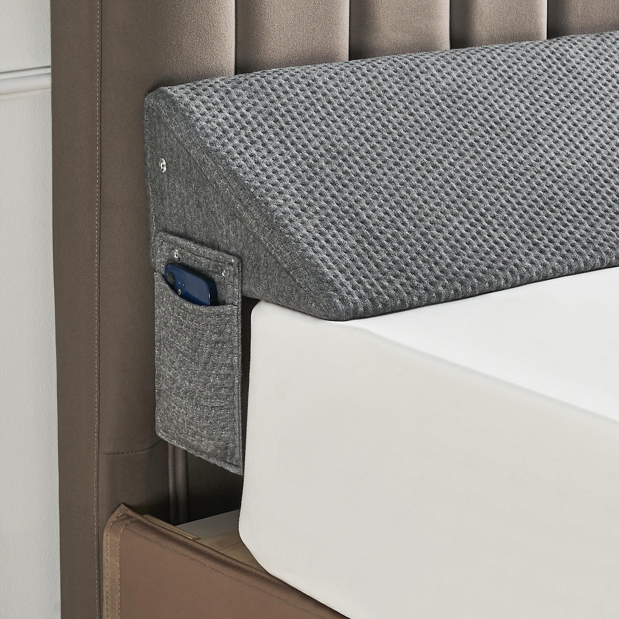 IFNOW Queen Size (60"x6"x10") Keilkissen für Kopfteil, Matratzenlückenfüller (0-8"), Keilkissen für die Lücke zwischen Ihrem Kopfteil und der Matratze Dunkelgrau