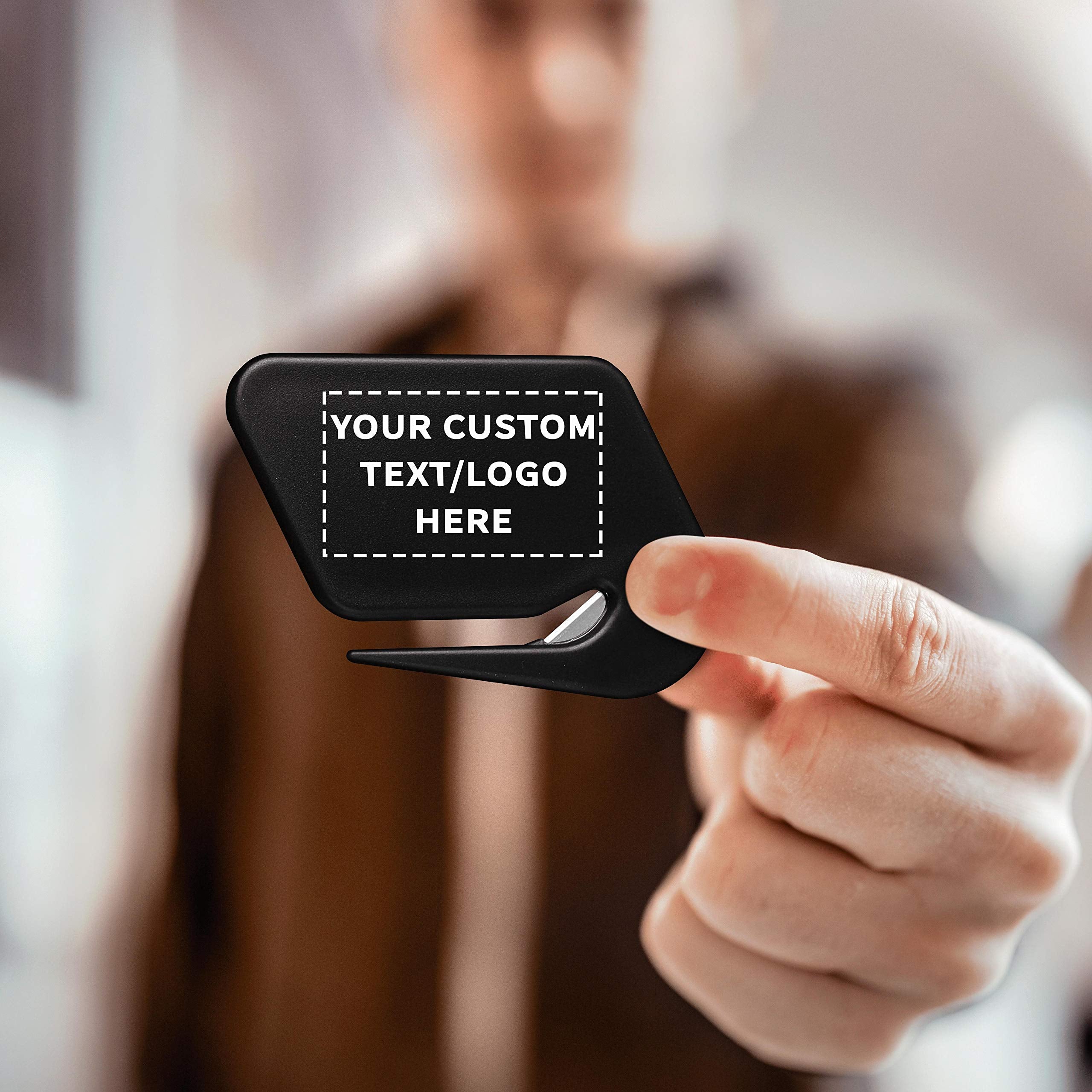 Custom Translucent Plastic Letter Openers Set of 10, Personalized Bulk Pack - Perfect for Home or Office - Black