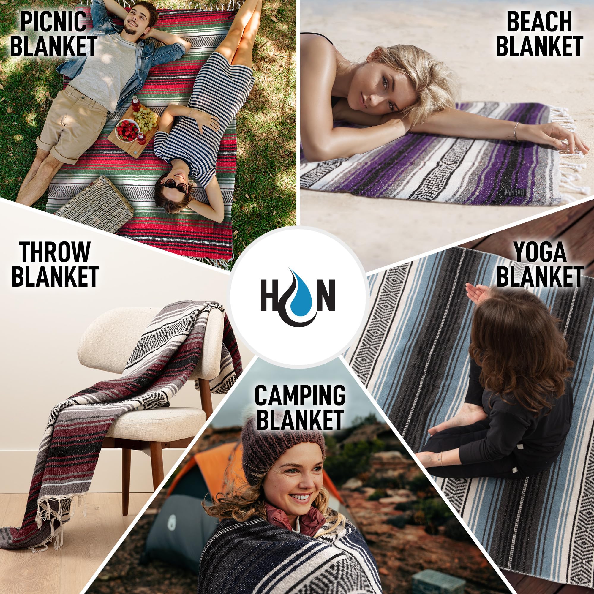 Authentische große handgewebte mexikanische Decke - Weiche Yoga- Strapazierfähiger Serape- Leichte Falsa, Strand-, Camping-, Picknick-, Outdoor-Decke 70"x50" - Kirsche
