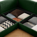 Large Sectional Couches for Living Room, Corner Couch with Storage Chenille Sectional Sofa, Cylindrical Backrest and Armrests 6 Seats,Green