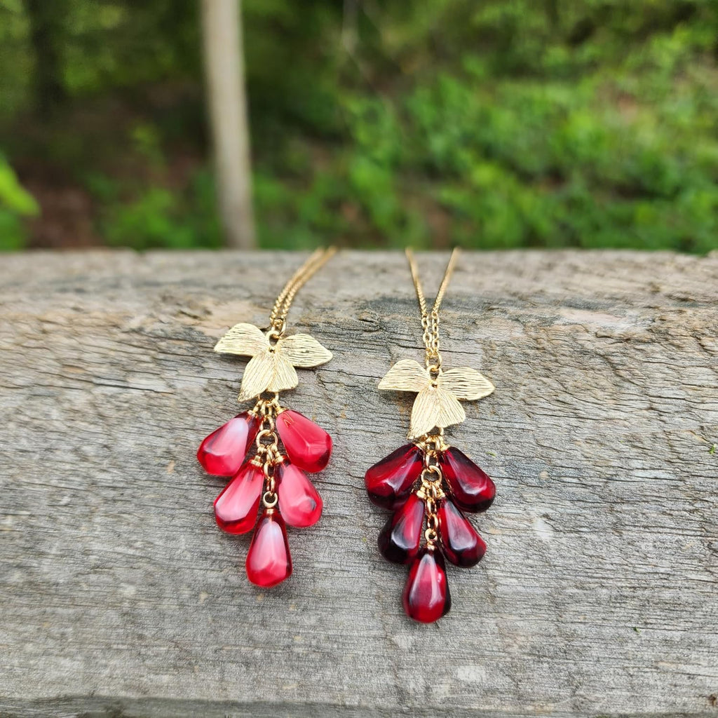 RainDesigns Custom Pomegranate Seed Necklace Make Your Own Gold Leaf Pomegranate Seed Fruit Necklace Handmade Personalized 14K Gold Plated DIY Gift For Women Girl