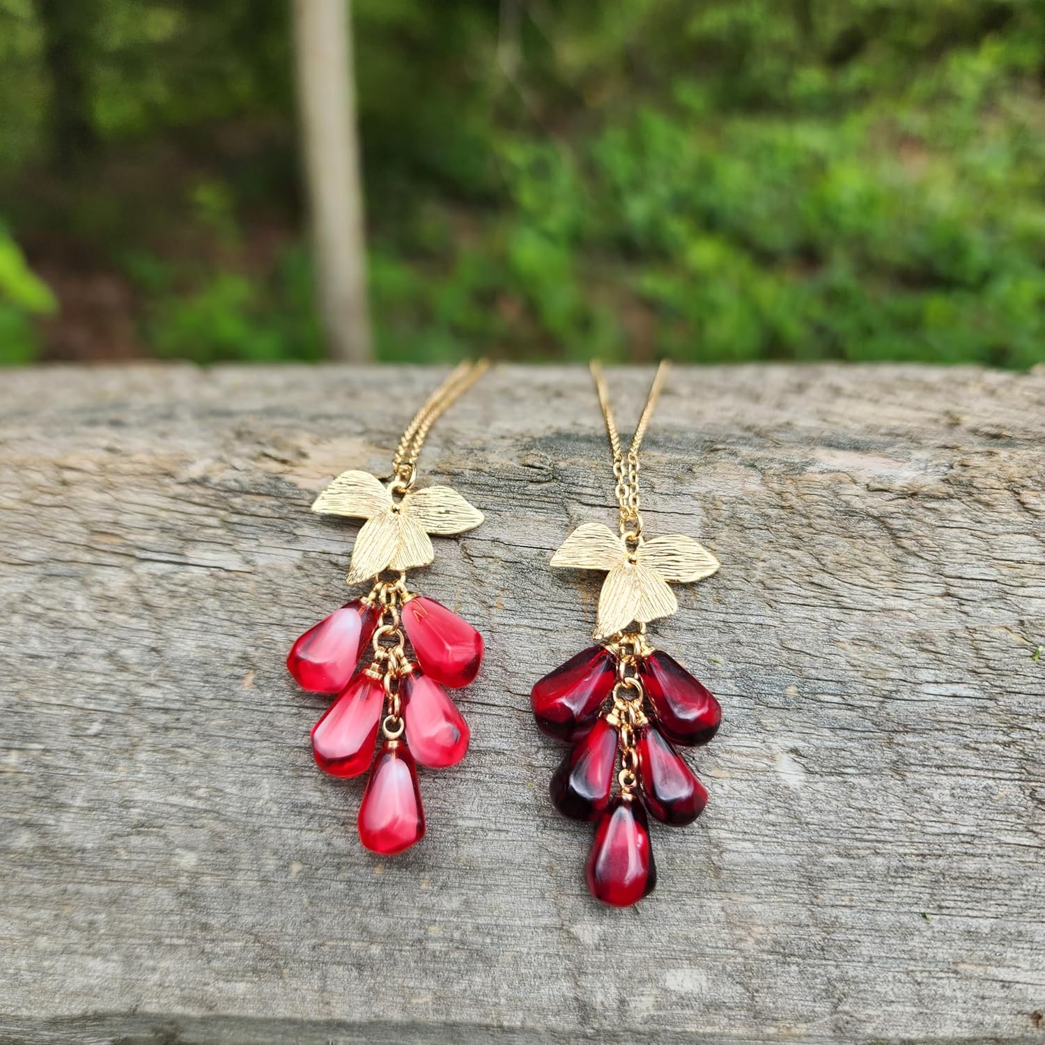 RainDesigns Custom Pomegranate Seed Necklace Make Your Own Gold Leaf Pomegranate Seed Fruit Necklace Handmade Personalized 14K Gold Plated DIY Gift For Women Girl