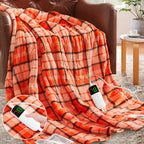 Elektrisch verwarmd deken, 50X60, verwarmingsdeken met 10 verwarmingsniveaus/8 uur automatische uitschakeling, marineblauw geruit Sherpa-dekenverwarmer voor volwassenen, wasbaar deken cadeau voor bank bed kantoor, ETL