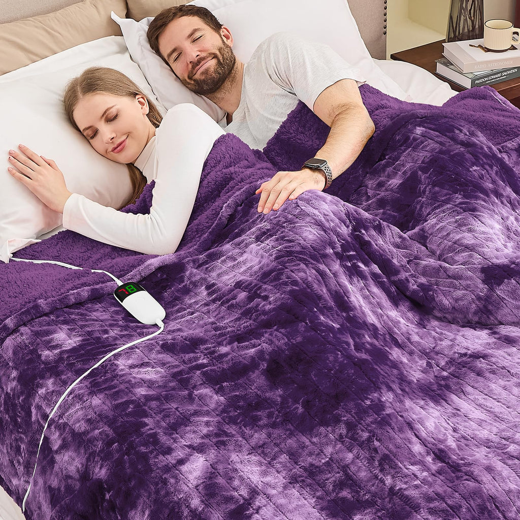 Manta Elétrica Aquecida OCTROT - Manta de Aquecimento em Sherpa de Lã para Sofá, Manta de Aquecimento de Pelo Sintético para Colo com Temporizador de 5 Posições e 10 Níveis de Aquecimento, Certificação ETL&FCC, para Adultos