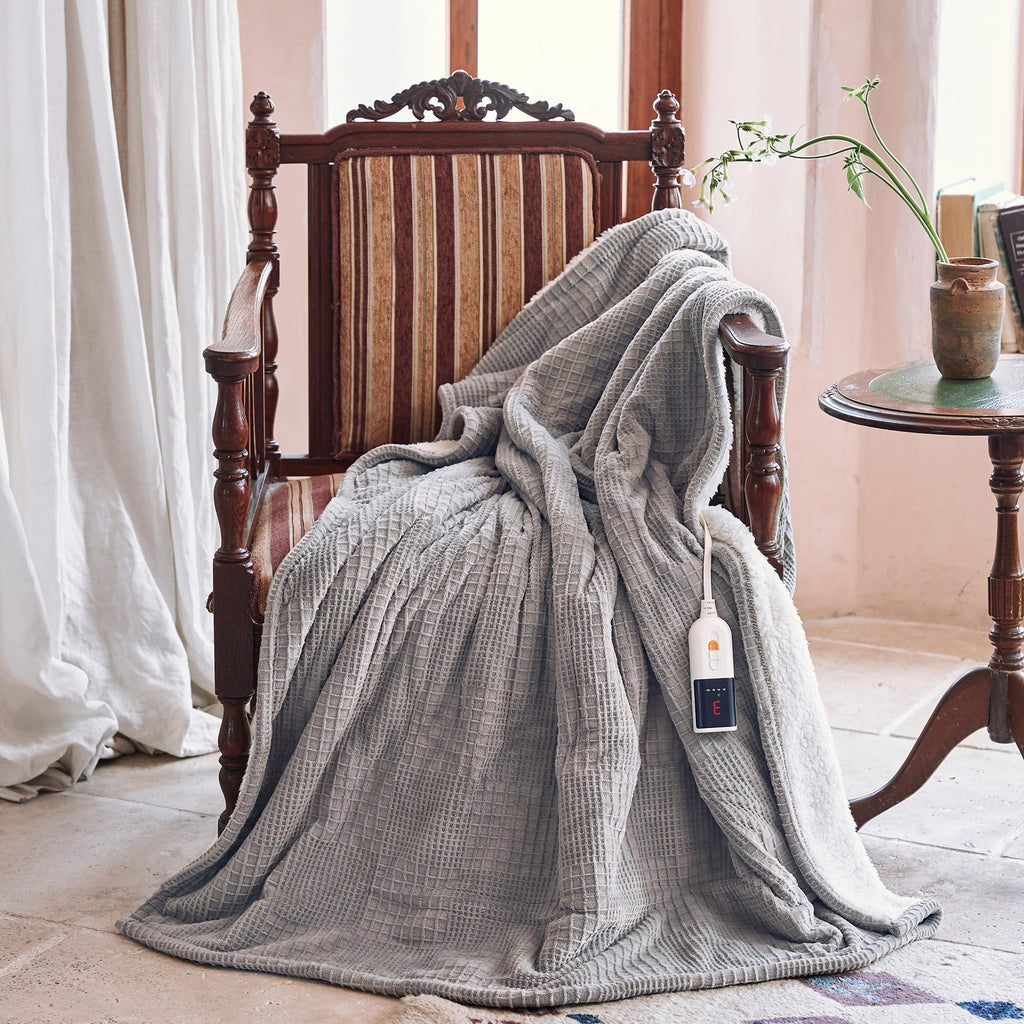 Verwarmd deken elektrisch deken plaid 50''X60'' - verwarmingsdeken met 6 warmtestanden - 2-10 uur automatische uitschakeling, ETL gecertificeerd, wasmachinebestendig (zwart)