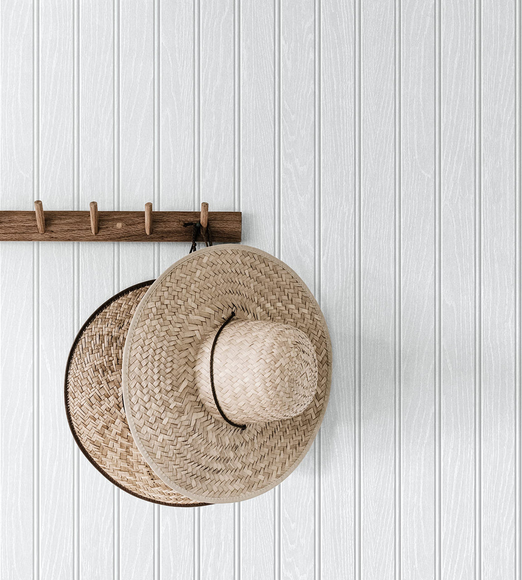 کاغذ دیواری NextWall Pearl Gray Faux Beadboard قابل چسباندن و جدا شدن