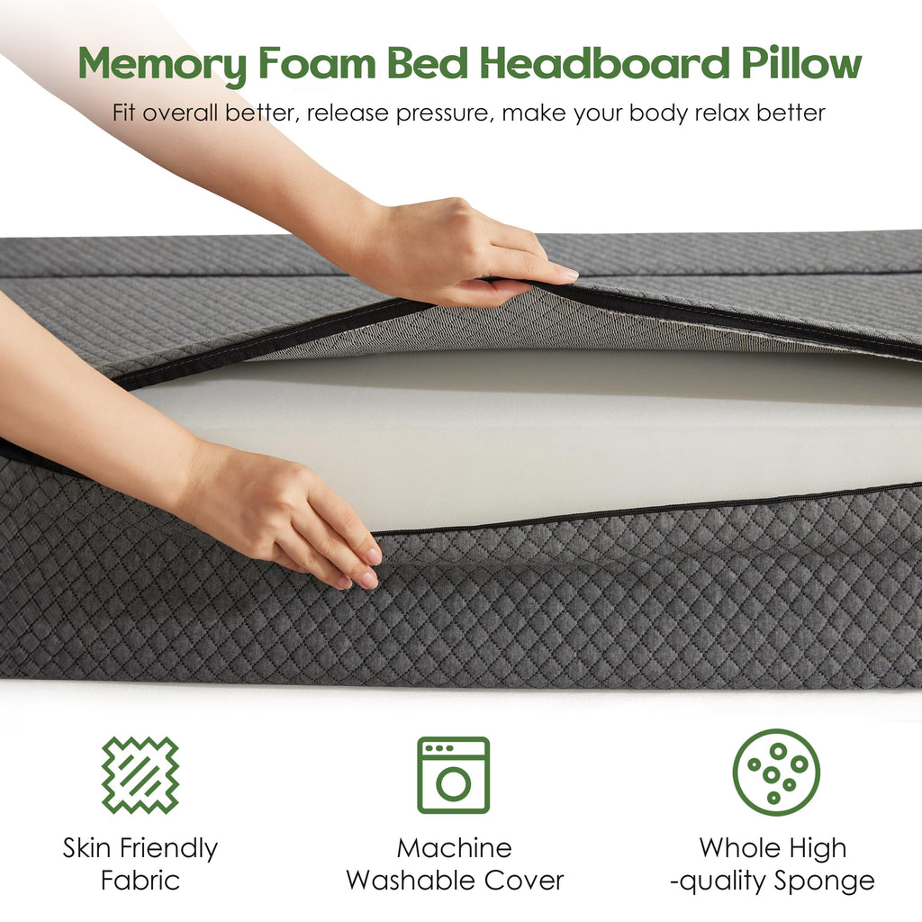 AYEASY Wedge Pillow Headboard, Queen Triangle Headboard Pillow, Bed Wedge Pillow for Headboard, Reading Backrest Pillows for Sitting in Bed Memory Foam, Long Back Rest Pillow Dorm Daybed Grey, Queen