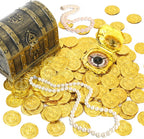 120 PCS Gold Coins, 1.4 in Plastic Gold Coins, 0.08 in Thick Fake Coins Pirate Coins Tokens Play Coins for Kids, Pirate Treasure Classroom Reward Adventure Theme Party Supplies for Pirate Party
