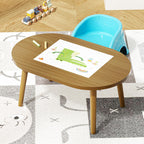 Small Coffee Table for Small Space, Low Table, Floor Table Desk for Sitting on The Floor, Japanese Coffee Table for Living Room, Tatami Tea Tables with Solid Wood Legs, Oval Coffee Tables, Brown