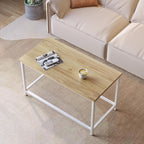 SAYGOER Small Rectangular Coffee Table Simple Modern Open Design Minimalist Center Table for Living Room Small Spaces, Easy Assembly, 31.5 x 15.7 x 17.7, Oak White