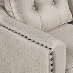 3 Pieses Mid-Century Modern Sofa Sets Linen Fabric Tufted Back Include 3 Seaters Couch, Loveseat and Armchair with Rivets Rivets for Home Apartment Office Living Room Furniture Sets