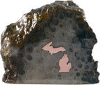 Hand Crafted Petoskey Stone (Small) Decorated with Michigan Copper. Michigan State Stones Great for Office Table or Desk Decor - Medium (Small)