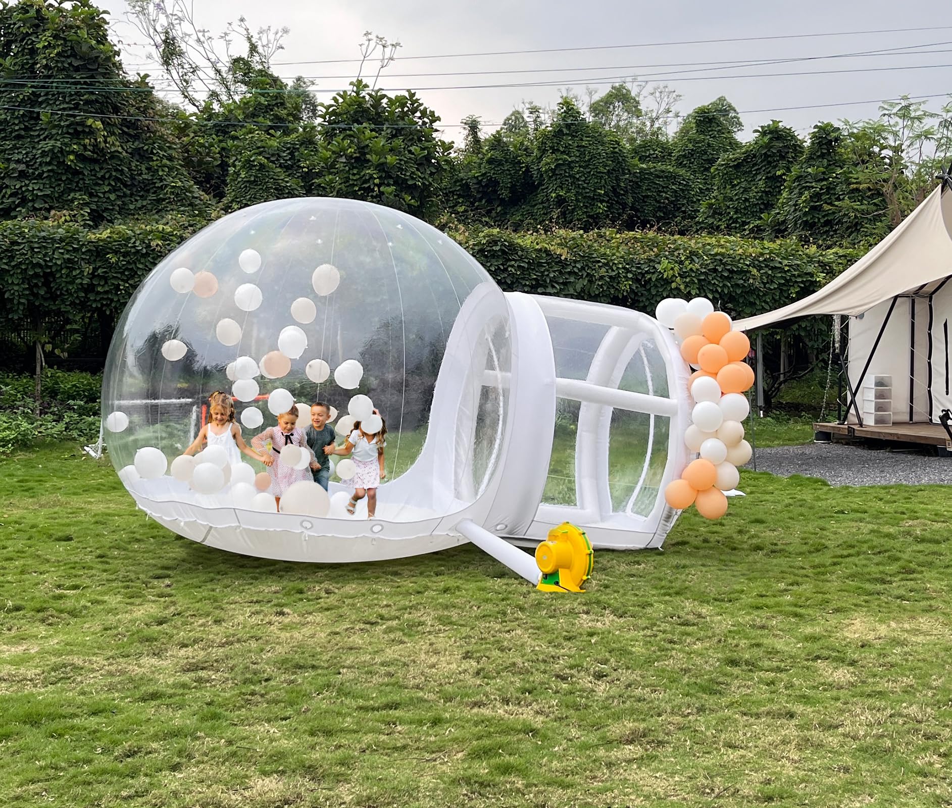 Oppusteligt bobleballonhus med pumpe og UL-blæser, bobletelt til børnefestballoner klare til hjemmefest, indkøbscentre, parker, begivenhedsudstilling (10FT)