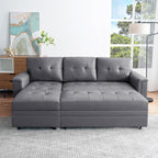 Naomi Home Lily Sectional Sleeper Sofa with USB Ports-L-Shaped Couch Convertible Pull-Out Bed, Ample Storage, Timeless Design, Sturdy Construction, Long-Lasting for Modern Living, Gray, Air Leather