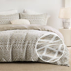 Housse de couette Boho Bedsure - Parure de lit Boho pour toutes les saisons, housse de couette jacquard shabby chic (gris, géométrique, king size, 104"x90")