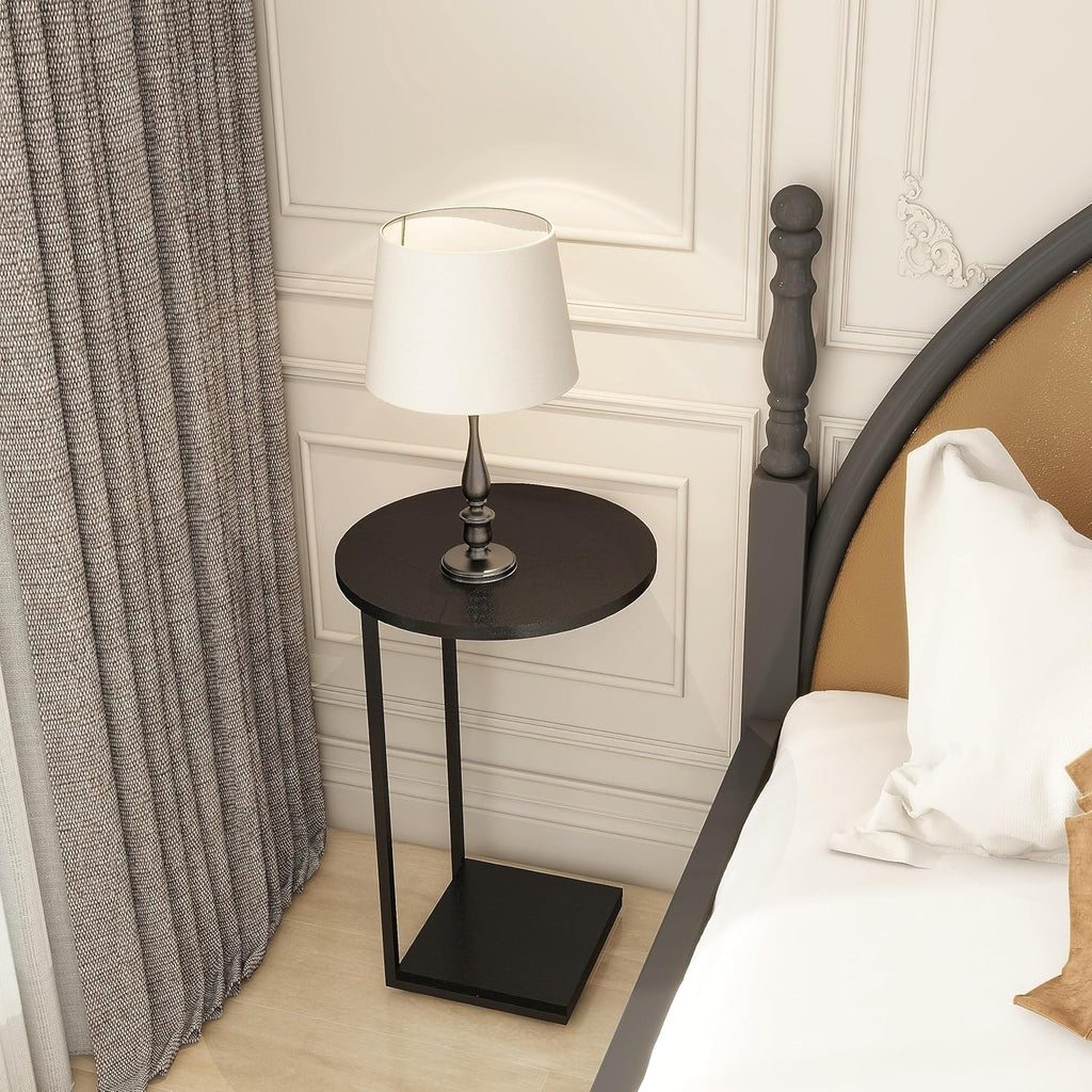 DCLRN Small End Table,c Table End Table for Sofa,Round Coffee Table is Suitable for Living Room and Bedroom.(Black)