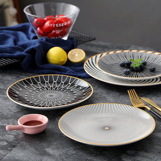8-inch Nordic Style Geometric Series Ceramic Breakfast Plate Western Steak Flat Dish Plate Fruit Plate Decoration Hanging Plate