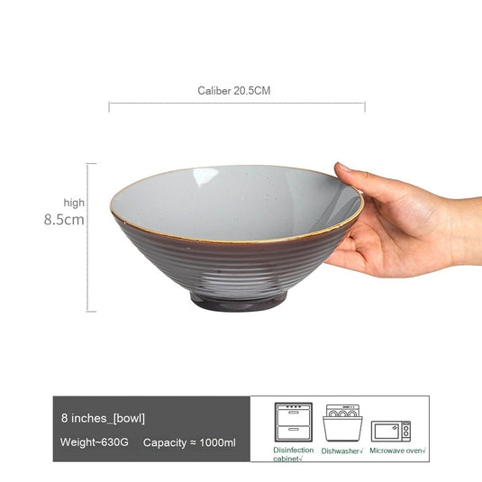 Japanese-style High-legged Powder Ceramic Noodle Bowl