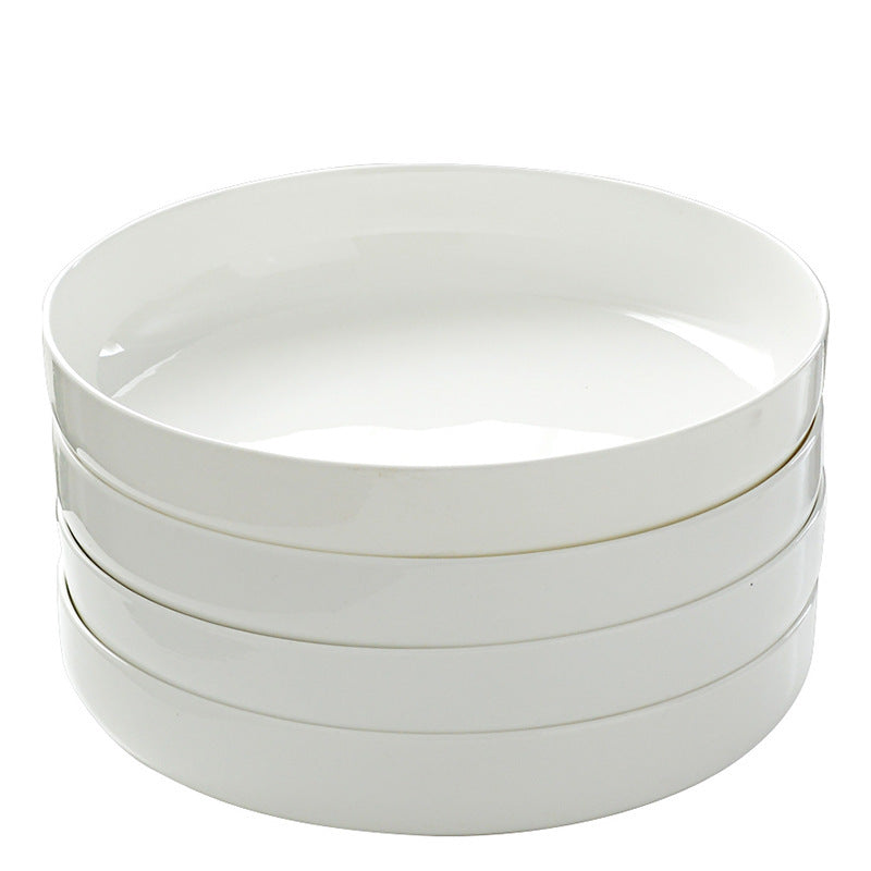 Household Pure White Simple Bone China Tableware Plate