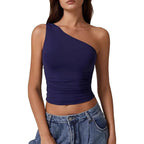 Solid Color Slim Fit Midriff-baring Vest T-shirt