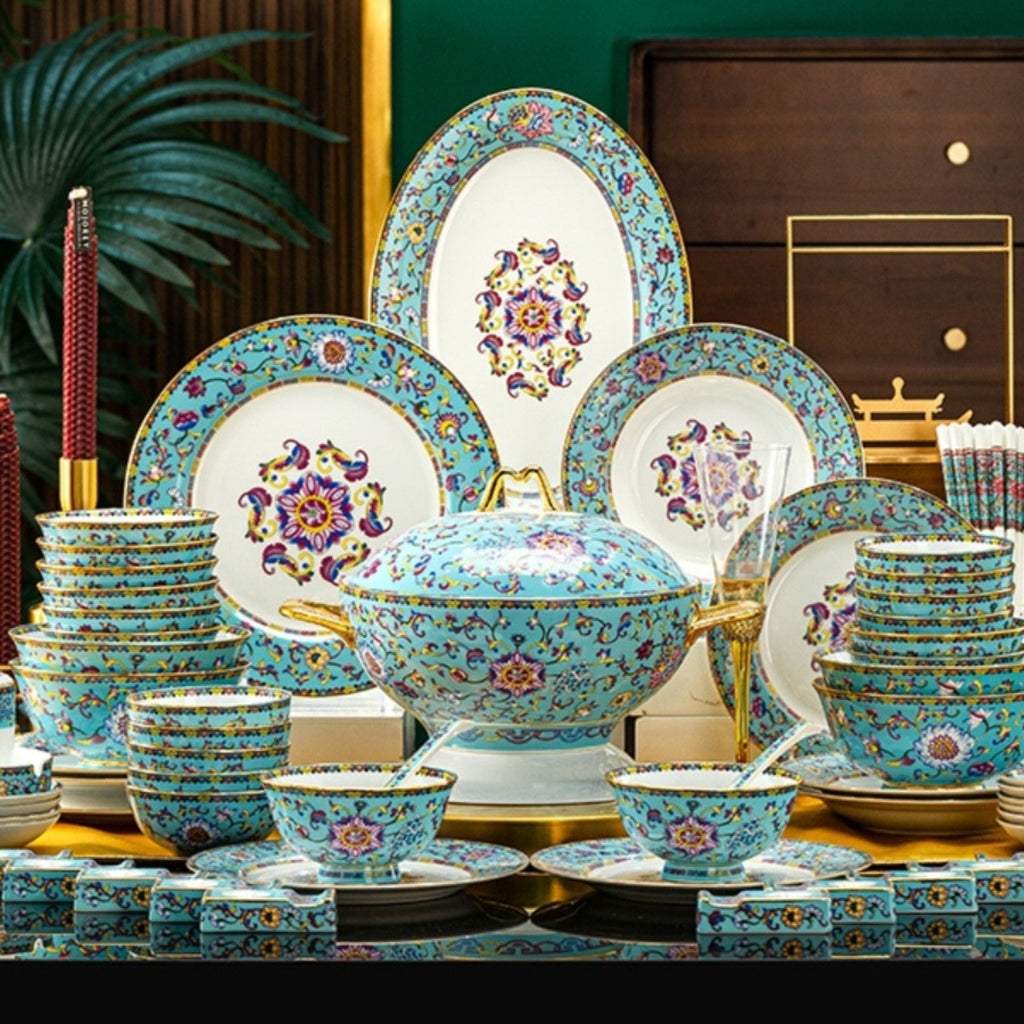 Household Style Enamel Bone China Tableware Set