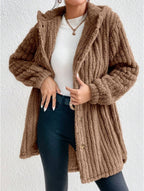 Manteau Teddy à Capuche avec Boutons sur le Devant