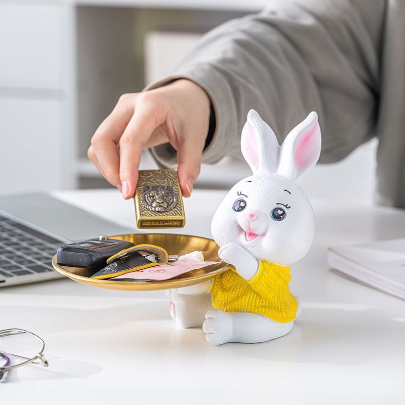 Rabbit Tray Hallway Key Storage Home Living Room Desktop Office Decorations