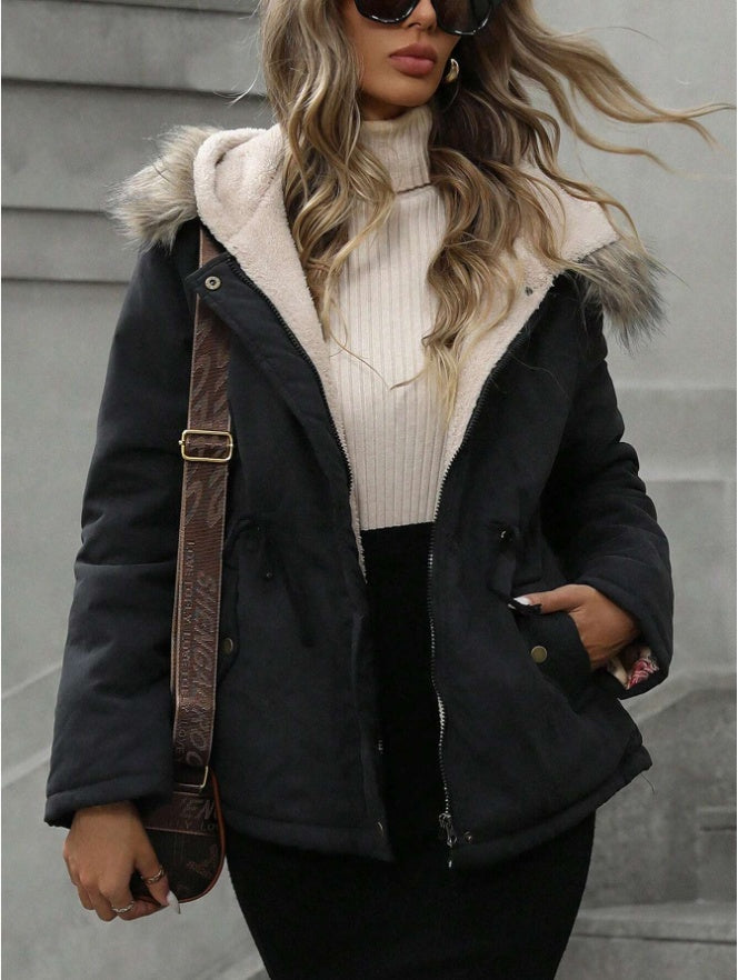 Aveloria Hooded Cinched Waist Casual ParkaPadded Insulated Polyfill Synthetic Insulation Winter Coat - Grand Goldman