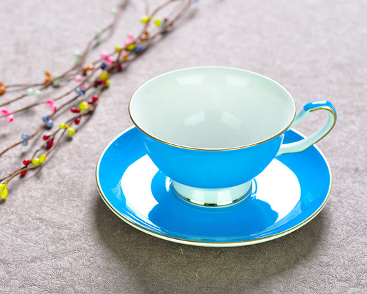 Color Coffee Bone China Coffee Cup And Saucer Set