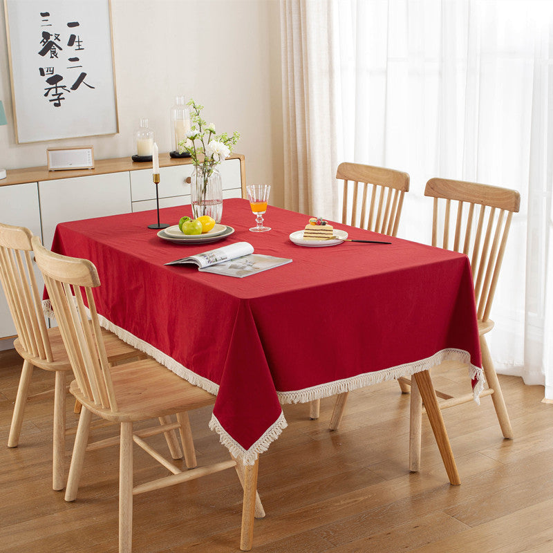 All Cotton Washed Cotton Tassel Coffee Table Cloth Table Cloth