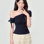 New Slim Fit And Slimming One Shoulder Off Top