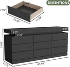 9 Drawer Dresser with Power Outlet, Dresser with LED Light, Modern Chest of Drawers for Closet, Double Wide Drawer Organizer Cabinet for Bedroom, Living Room, Entryway, Hallway (Black, 9 Drawers) - Grand Goldman