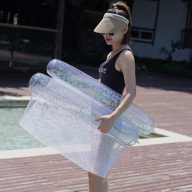 Water Transparent Recliner Foldable Inflatable Hammock With Sequins Float Recliner