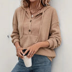 Fall Winter Hooded Sunken Stripe Long-sleeved Sweater