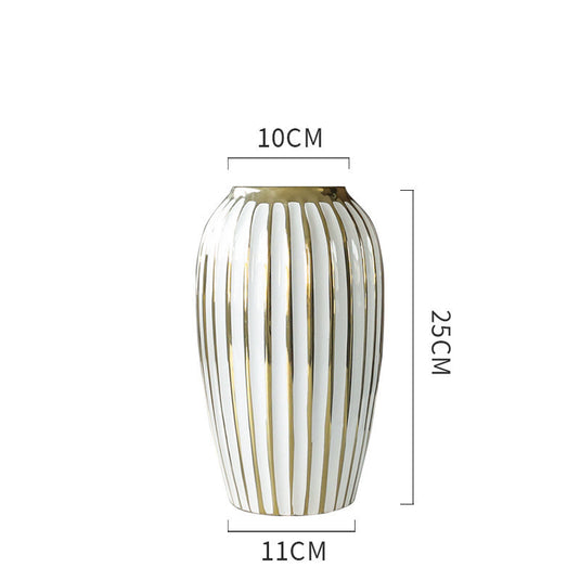Ornements de vase en céramique modernes plaqués or de luxe léger