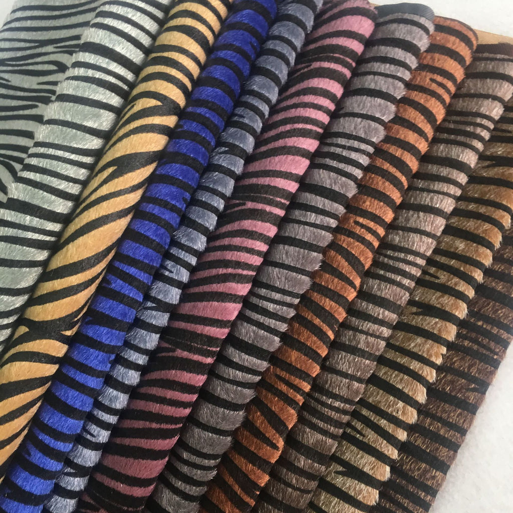 Faux Horsehair Zebra Leather Printed Fabric