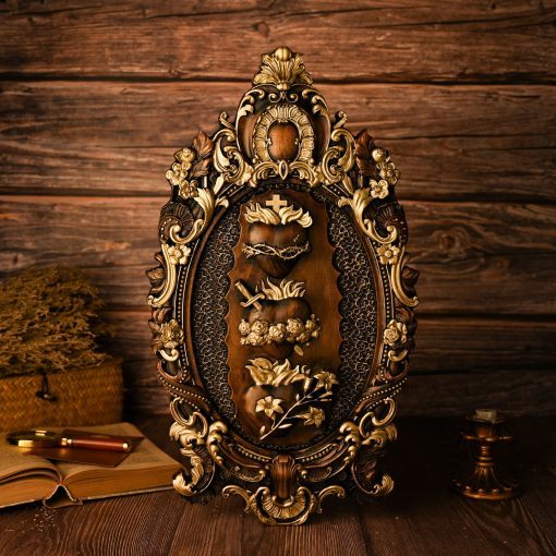 Sacred Heart Wood Carving Wall Hanging Crafts Ornaments